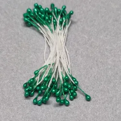 033 pręciki 3 mm perłowe zielony