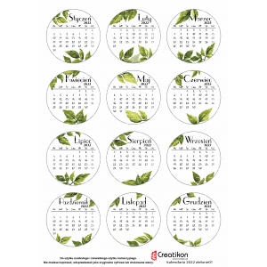 kalendarium zielone01 - 12 plików PNG