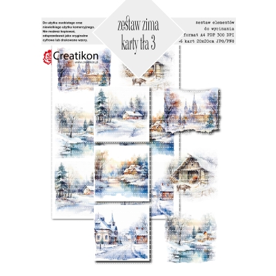 zimowe opowieści - widoczki zestaw-03 - A4 + karty - PNG+PDF