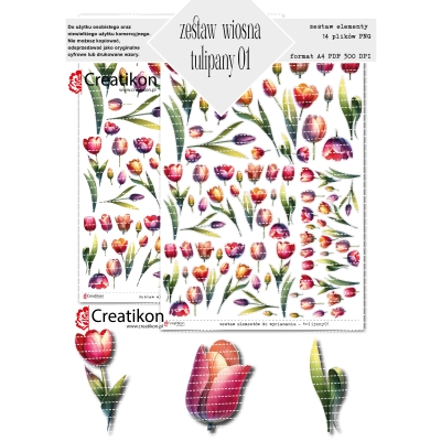 wiosna - tulipany - zestaw 01 - PNG/PDF