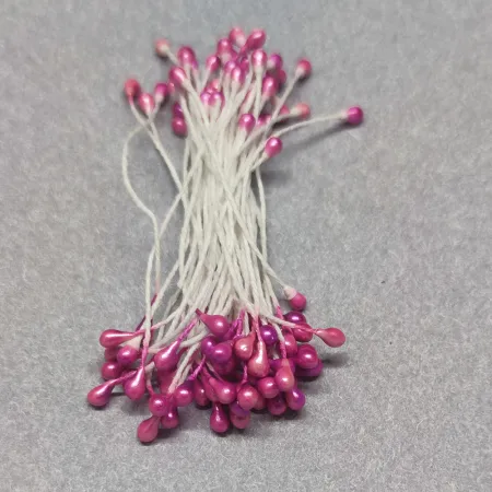 081 pręciki 3 mm perłowe ciemny róż